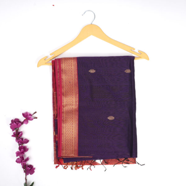Purple Maheshwari Paan Buta Silk Saree