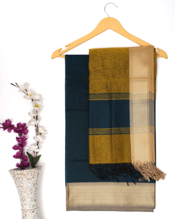 Bottle Green Maheshwari Silk Suit