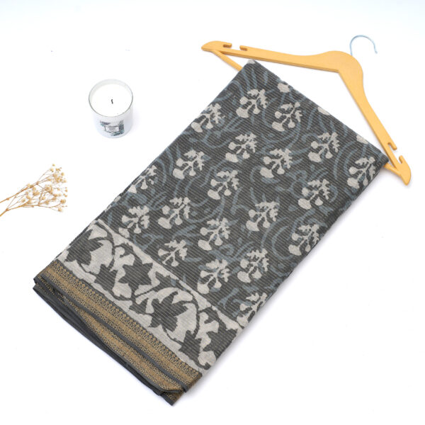 Charcoal Grey Cotton Saree
