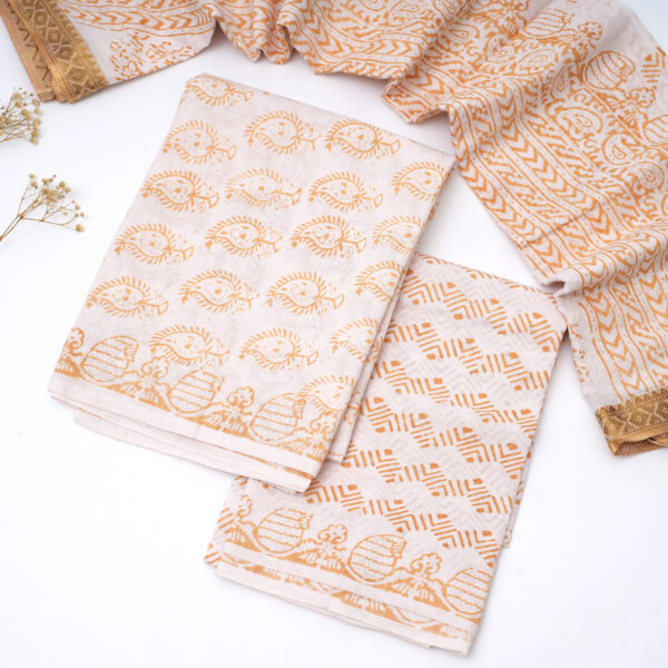 Bagh Print White Golden Pure Cotton Suit